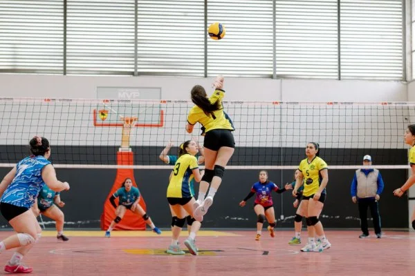 female volleyball player spike